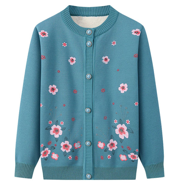 Damen-Cardigan – Blumen im Wind