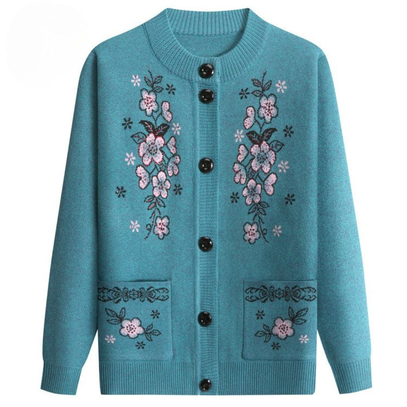 Damen-Cardigan – Floraler Glanz