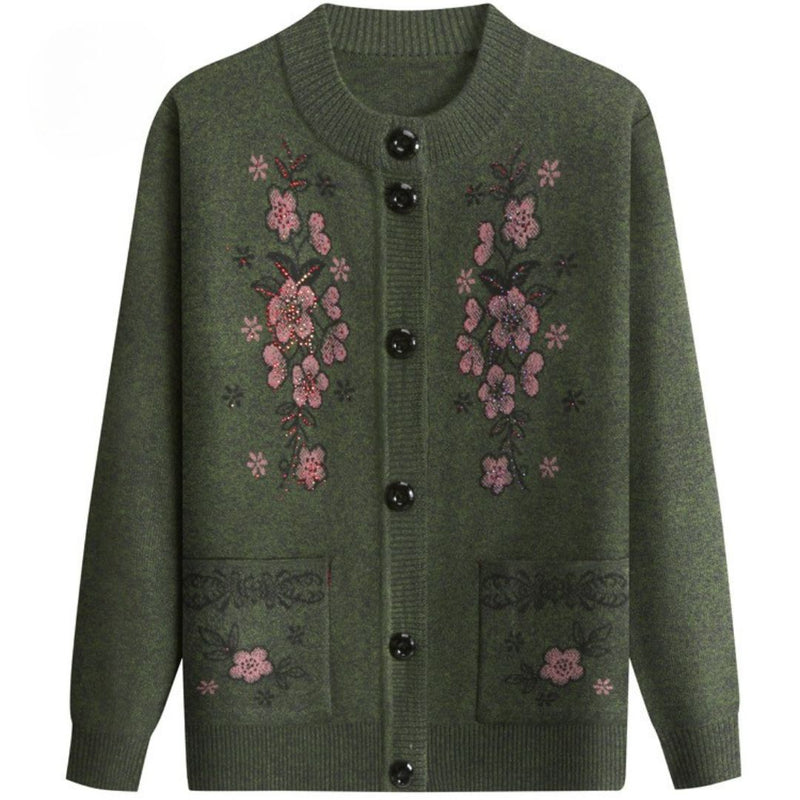 Damen-Cardigan – Floraler Glanz