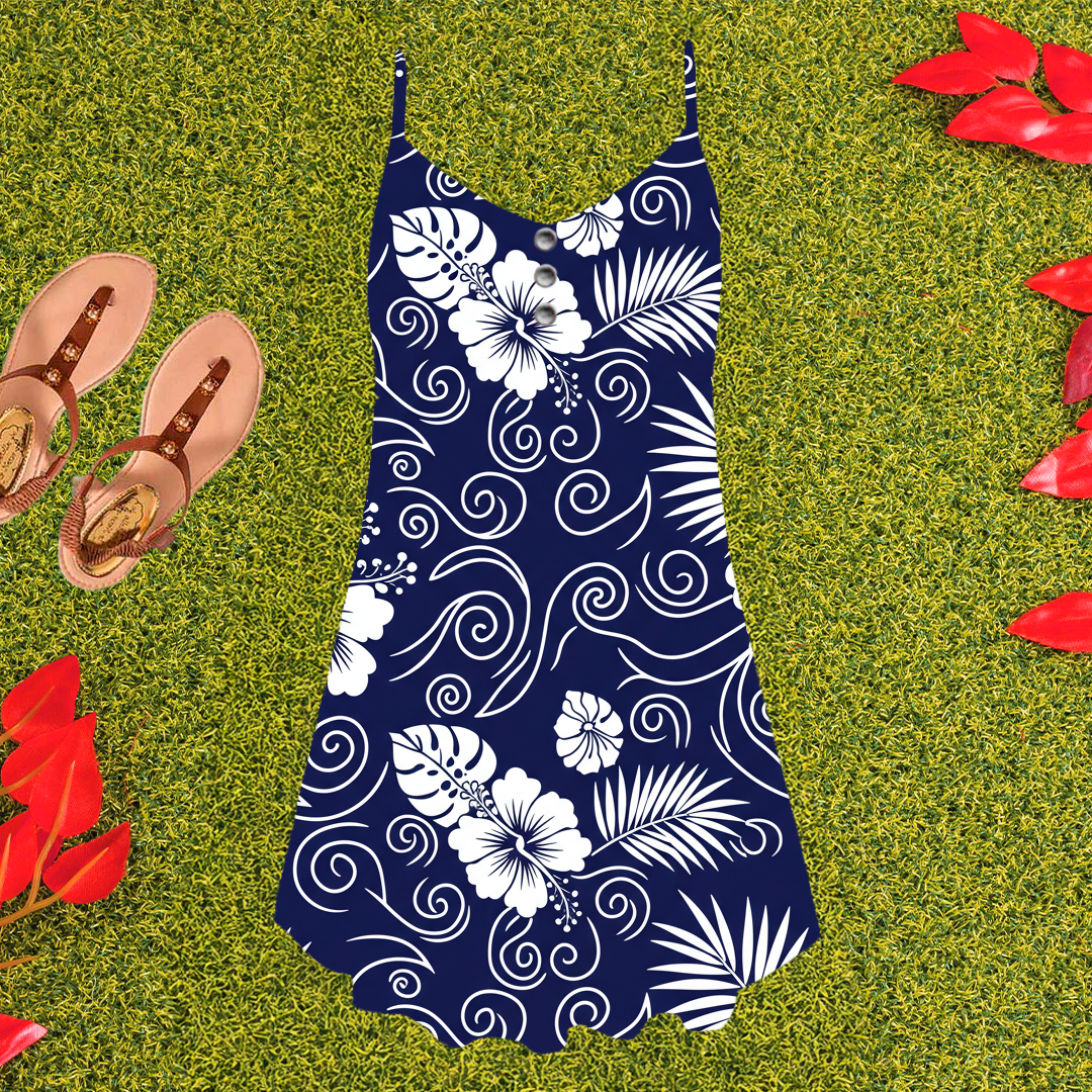 Vestido Tropical com Hibiscos